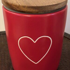 Rae Dunn red ceramic "LOVE" canister